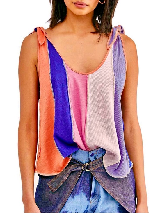 Free People Tops - 🌺🎉HP🎉🌺 NWT Free People Carousel Stripe Tie Shoulder Top